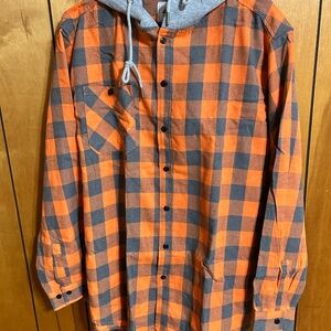 Orange and Gray Plaid Hoodie